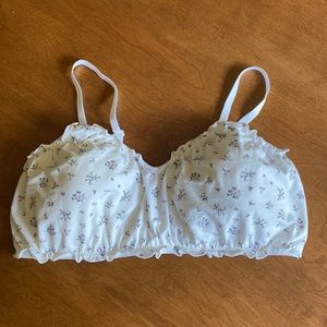 H&M Padded Cotton Bra Delicate Floral Print XL NWT